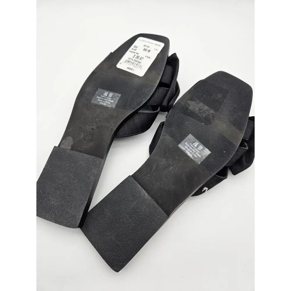 Circus by Sam Edelman Black Bow Slip-On Slide Fabric Sandals sz 6.5 - Picture 5 of 6